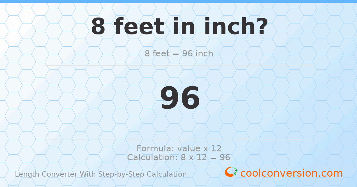8 feet = 96 inches