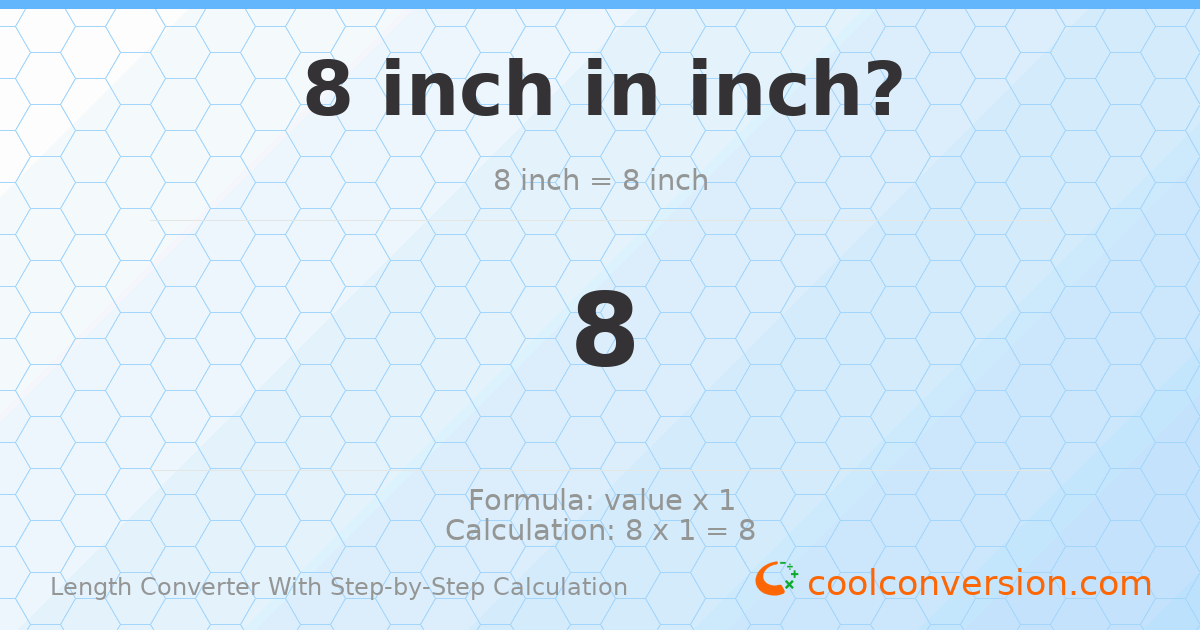 8 inches = 8 inches
