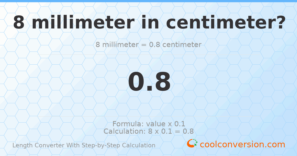 8 millimeters = 0.8 centimeters