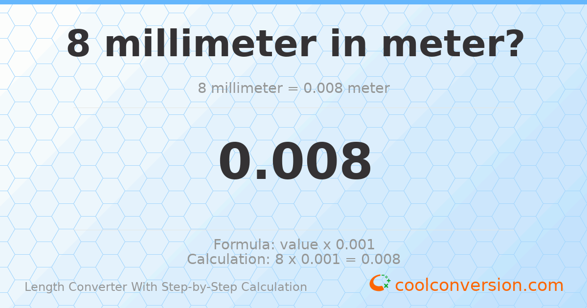 8 millimeters = 0.008 meters