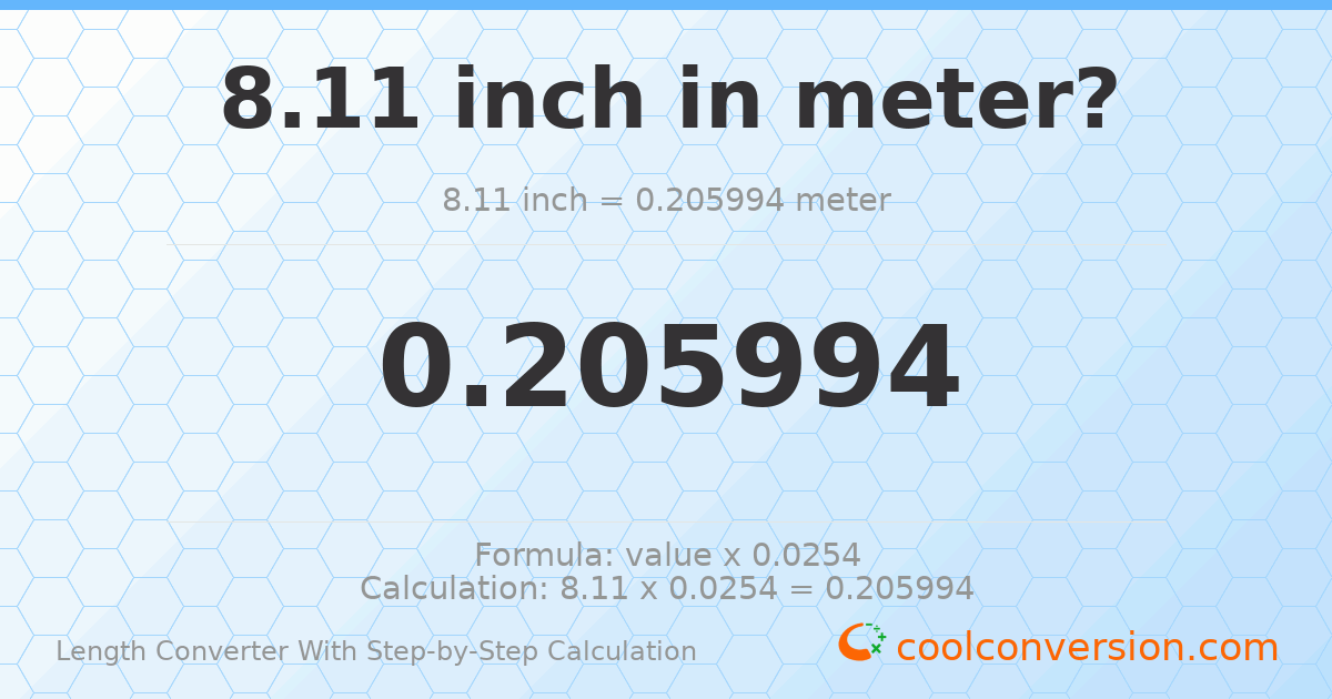8.11 inches = 0.205994 meters