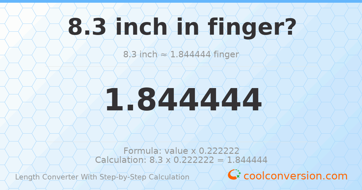 8.3 inches = 1.84444 fingers