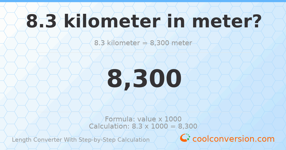 8.3 kilometers = 8300 meters