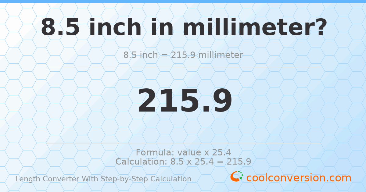 8.5 inches = 215.9 millimeters