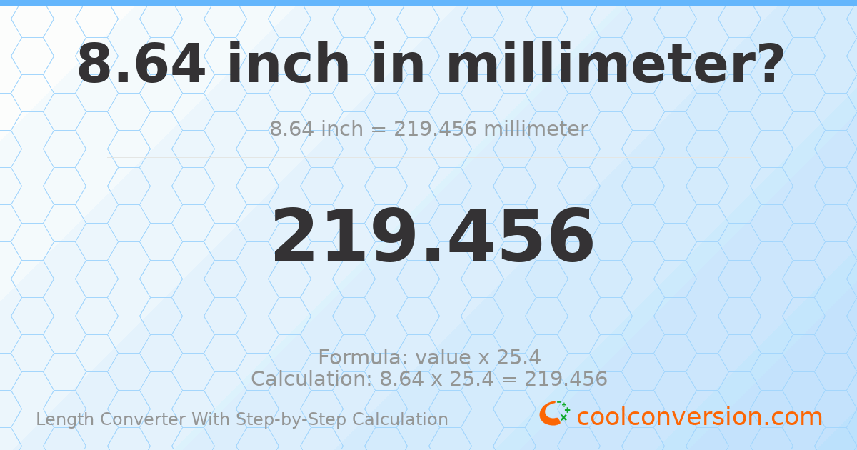 8.64 inches = 219.456 millimeters