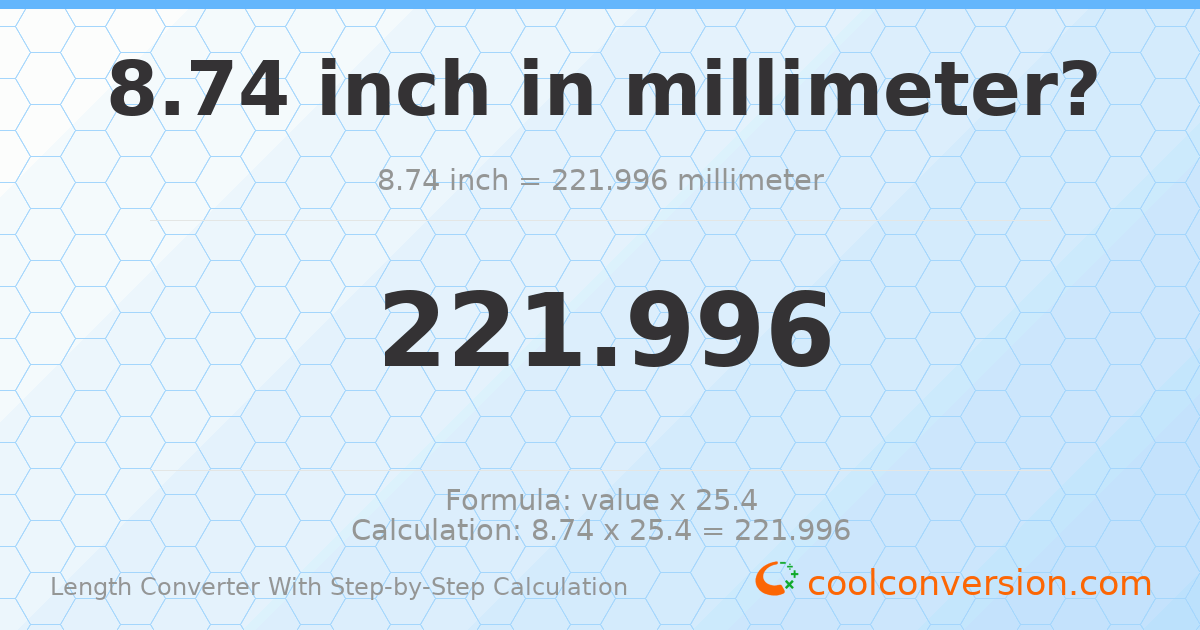 8.74 inches = 221.996 millimeters