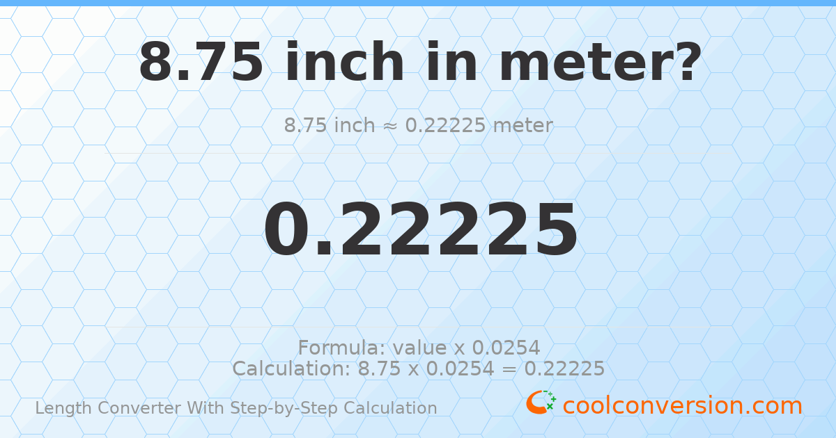8.75 inches = 0.22225 meters