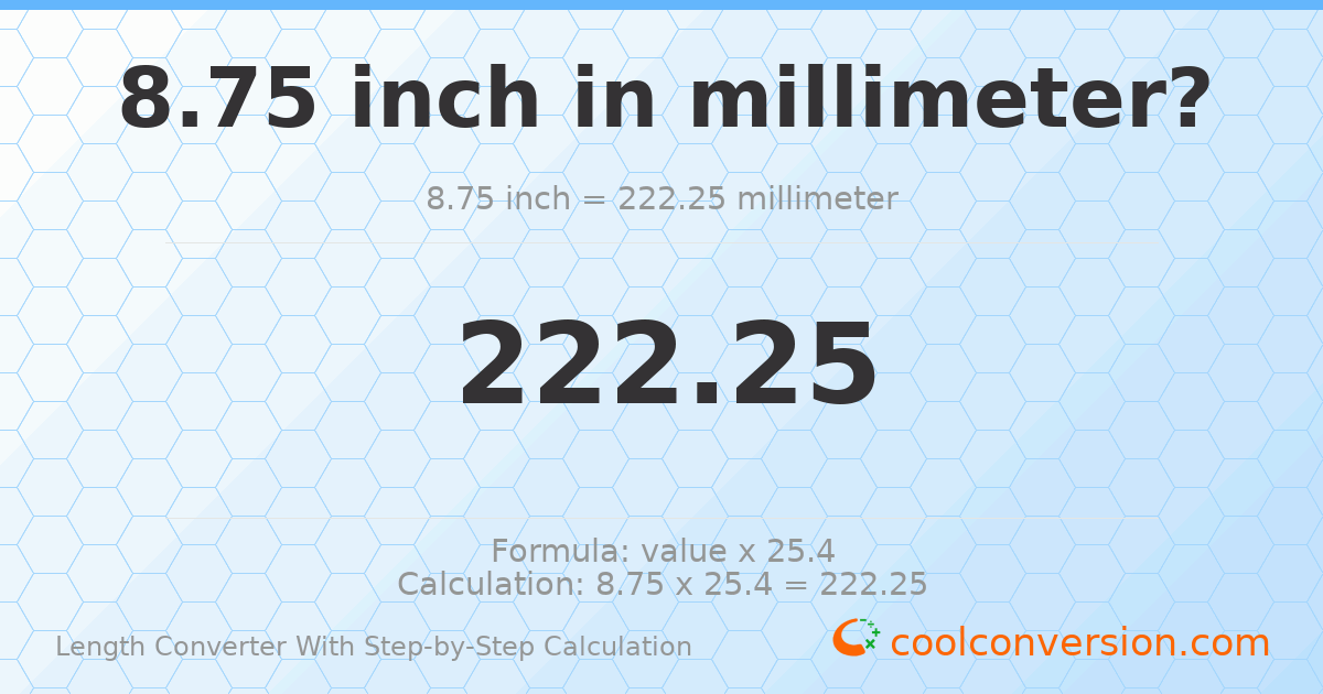 8.75 inches = 222.25 millimeters