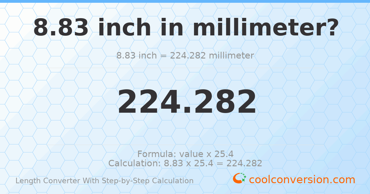 8.83 inches = 224.282 millimeters