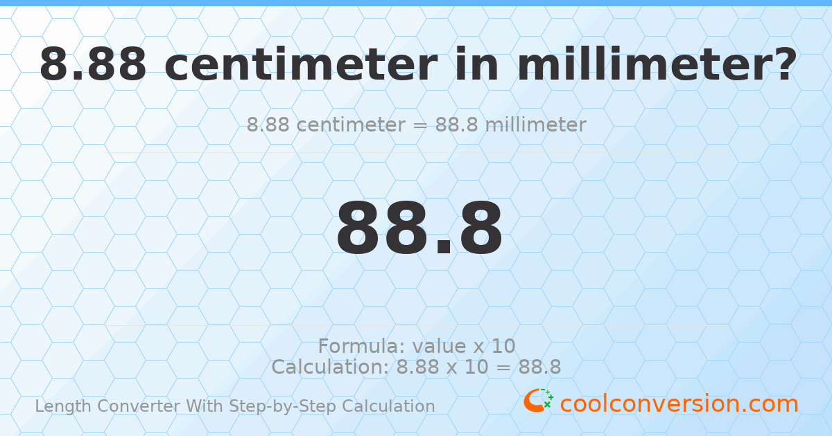 8.88 centimeters = 88.8 millimeters