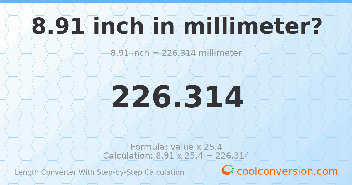 8.91 inches = 226.314 millimeters