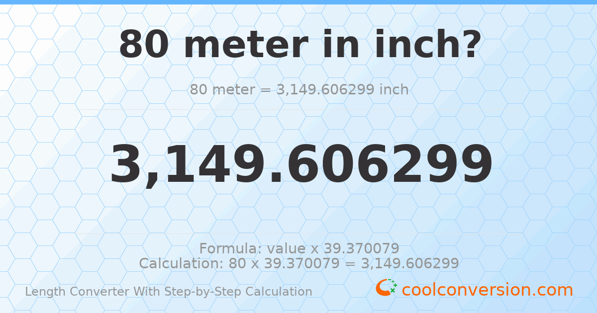 80 meters = 3149.61 inches