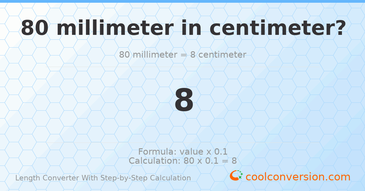 80 millimeters = 8 centimeters