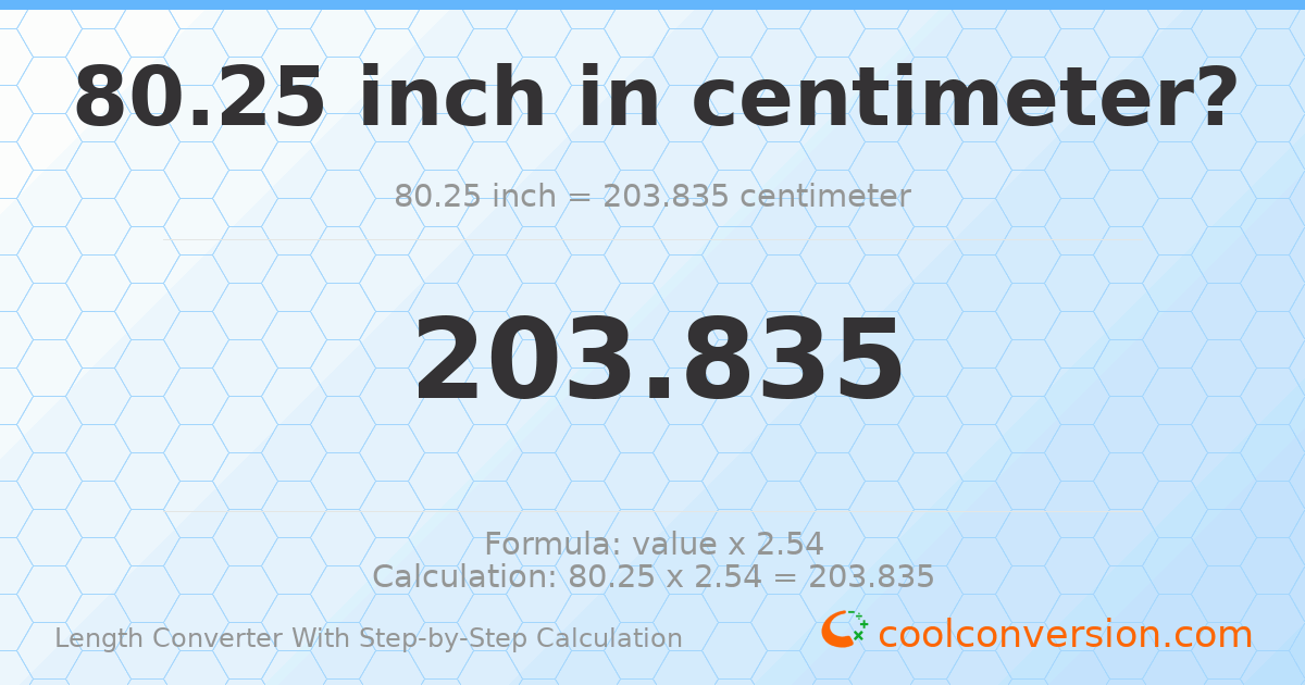80.25 inches = 203.835 centimeters