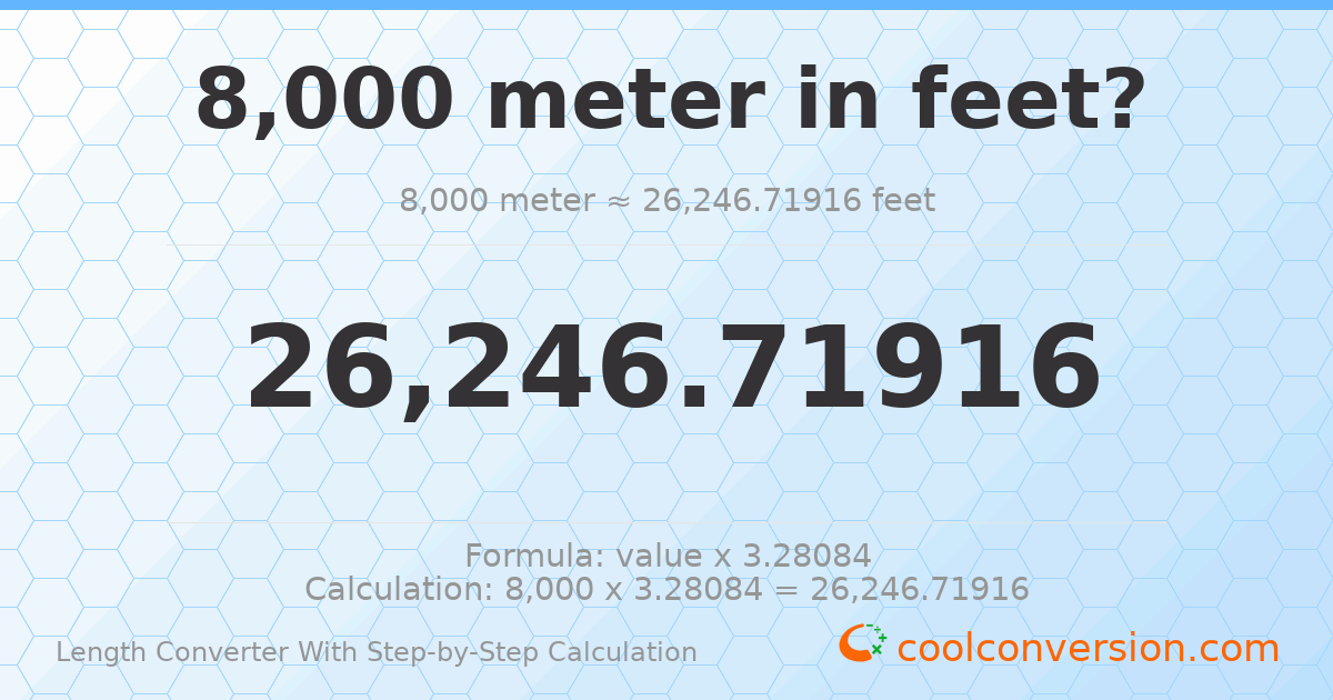 8000 meters = 26246.7 feet