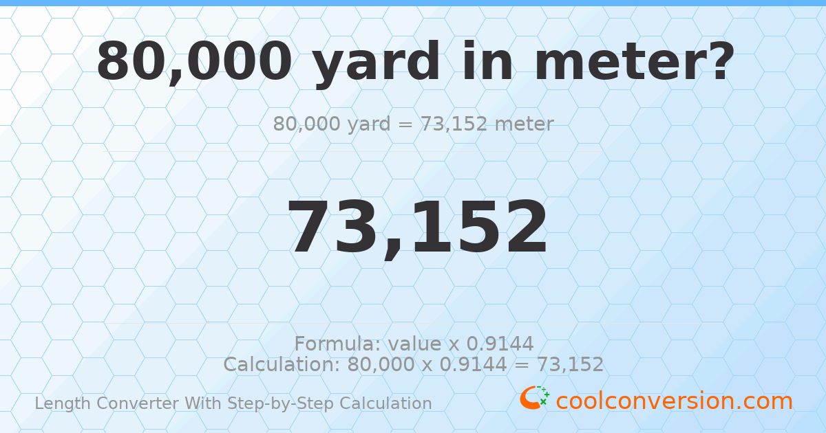 80000 yards = 73152 meters