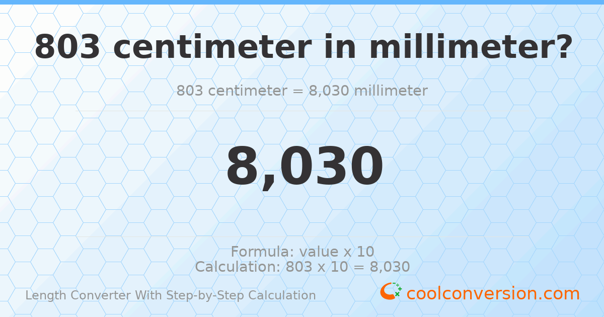 803 centimeters = 8030 millimeters