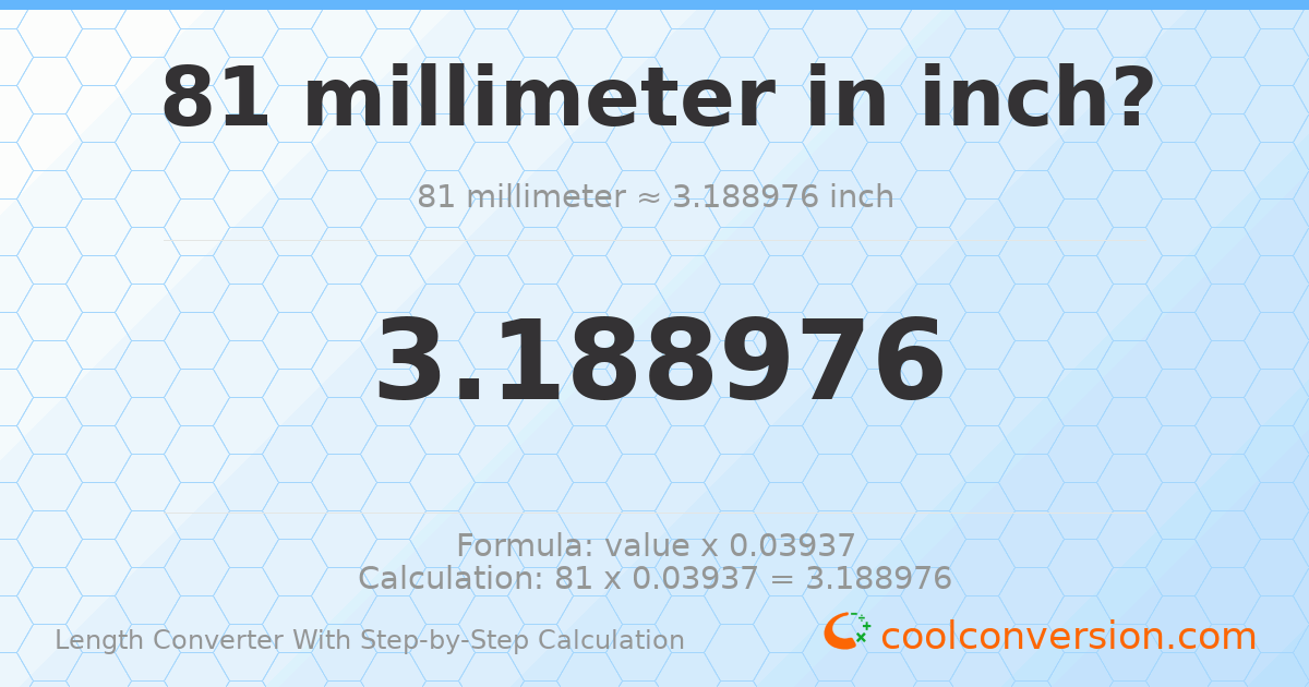 81 millimeters = 3.18898 inches