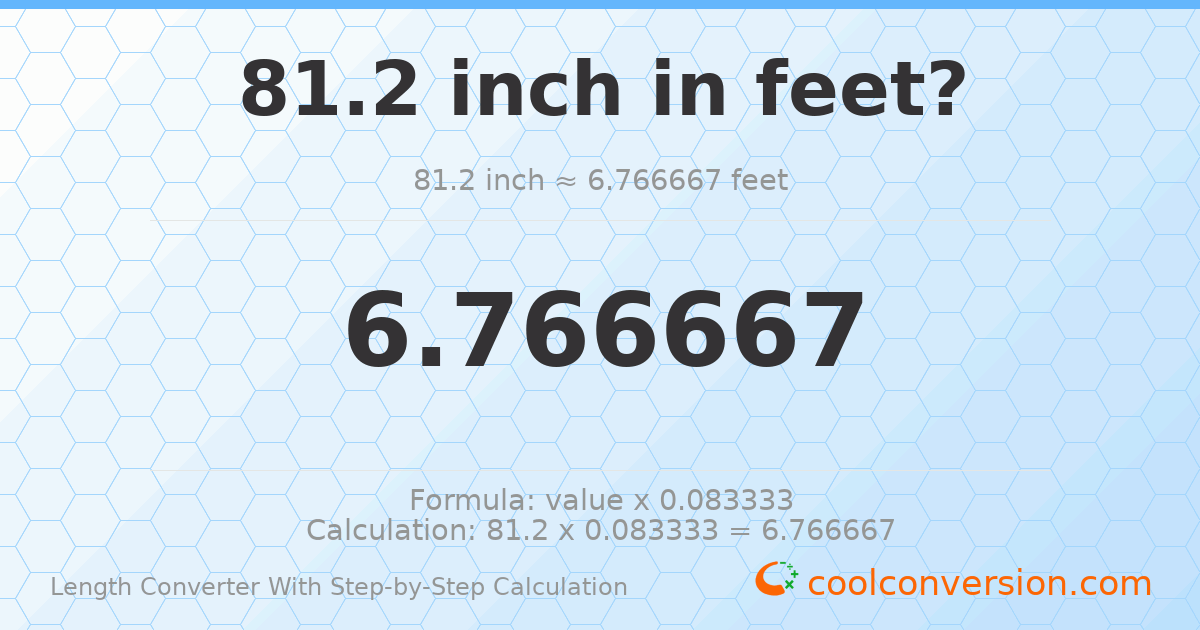 81.2 inches = 6.76667 feet