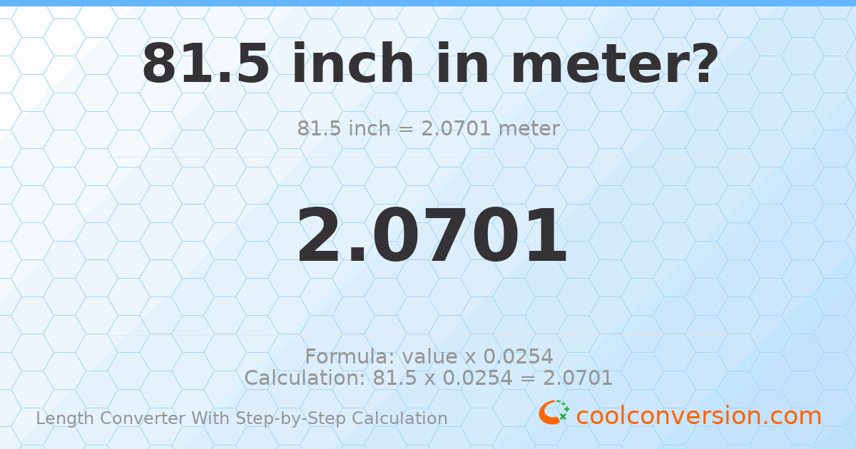 81.5 inches = 2.0701 meters