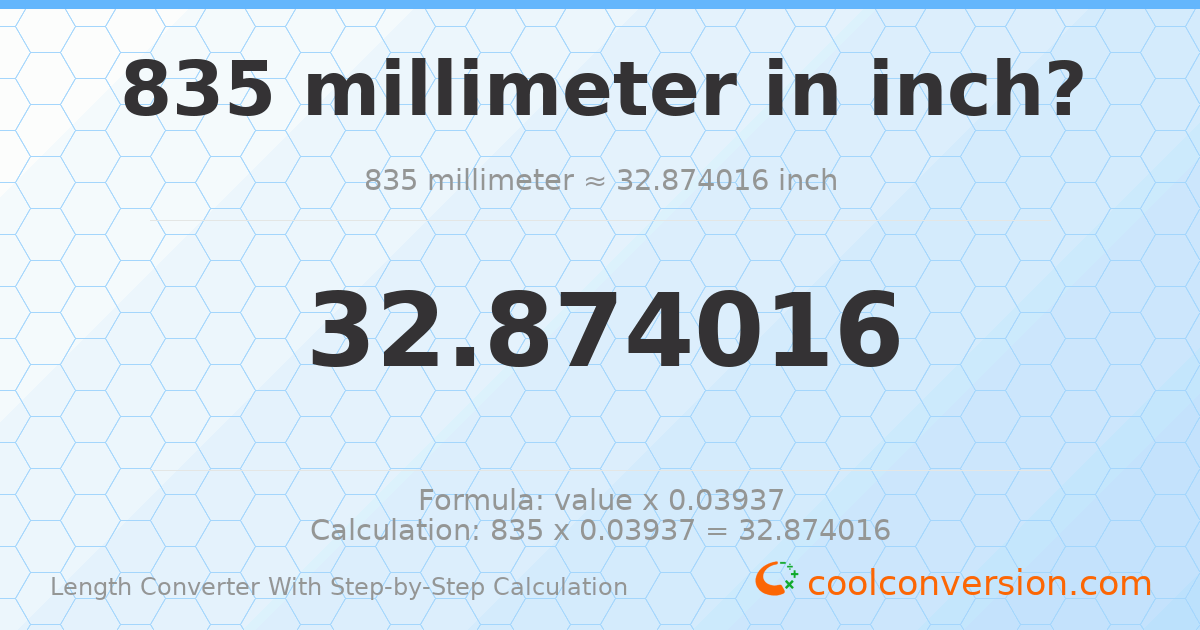 835 millimeters = 32.874 inches