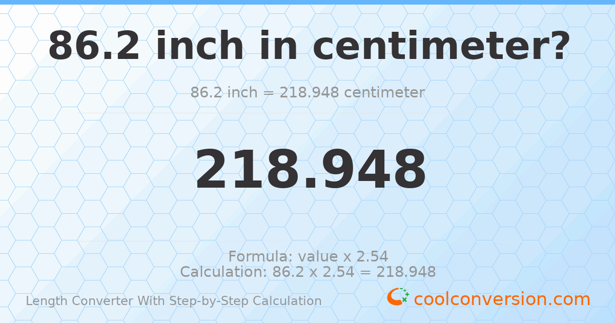 86.2 inches = 218.948 centimeters