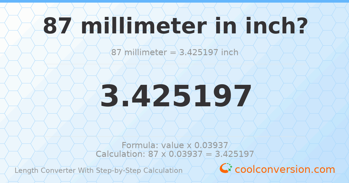 87 millimeters = 3.4252 inches