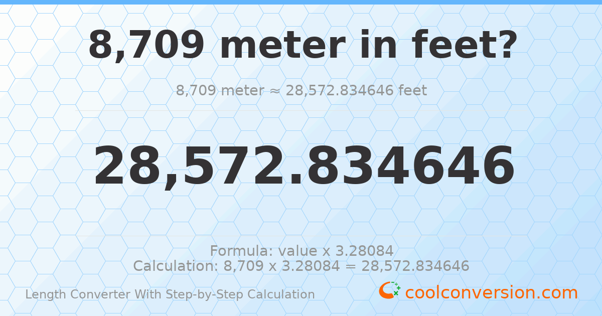 8709 meters = 28572.8 feet