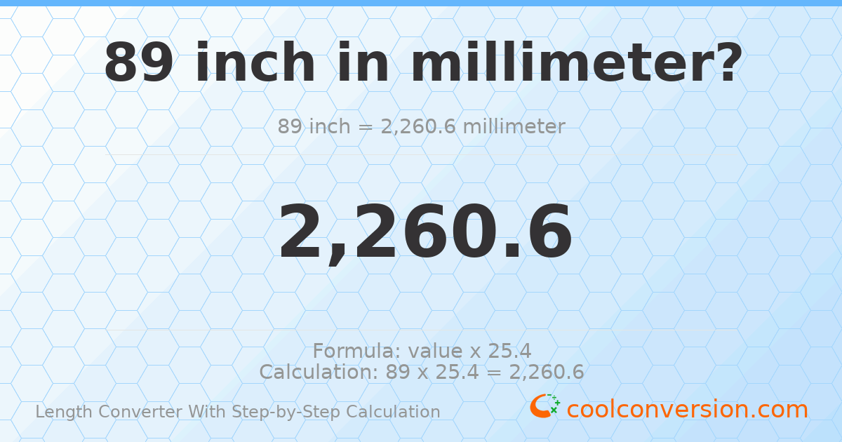 89 inches = 2260.6 millimeters