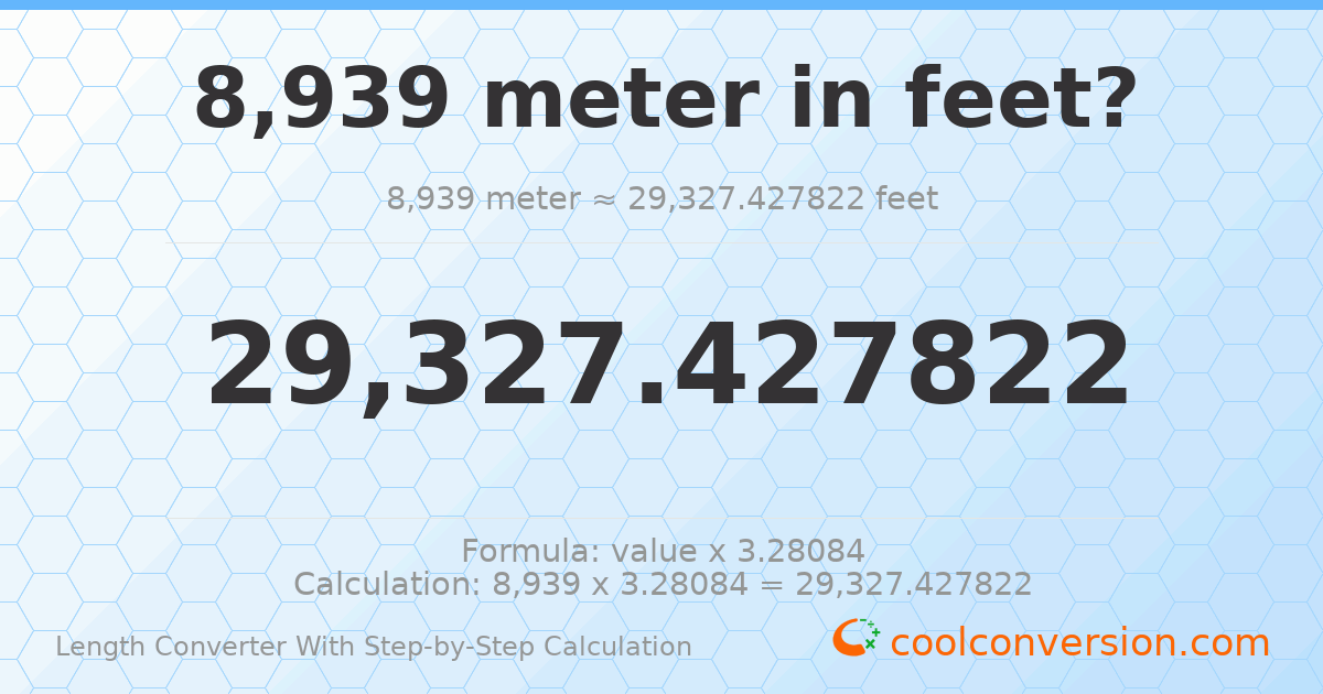 8939 meters = 29327.4 feet