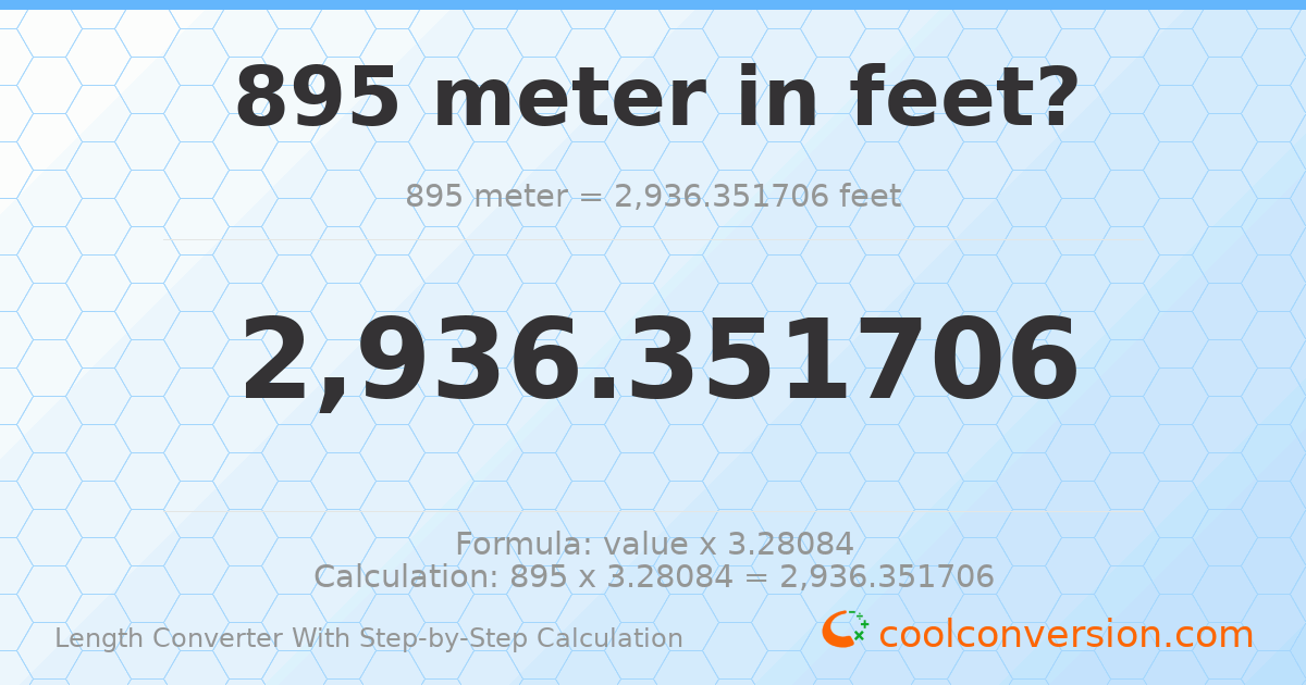 895 meters = 2936.35 feet