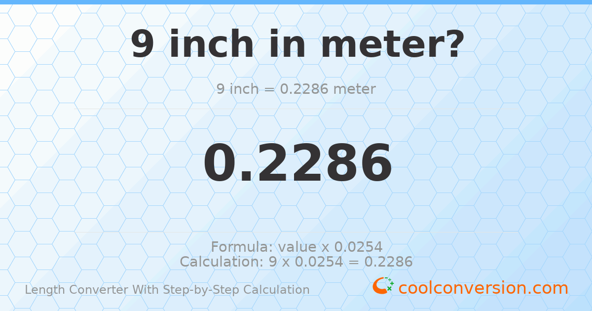 9 inches = 0.2286 meters
