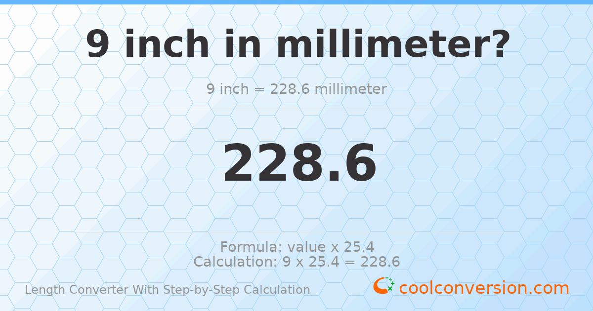 9 inches = 228.6 millimeters