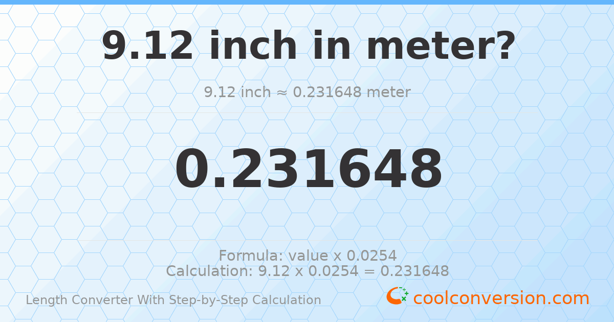 9.12 inches = 0.231648 meters
