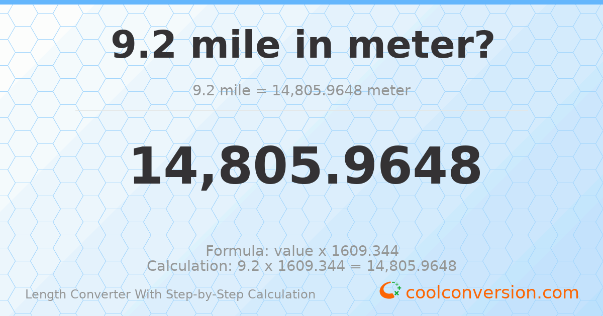 9.2 miles = 14806 meters