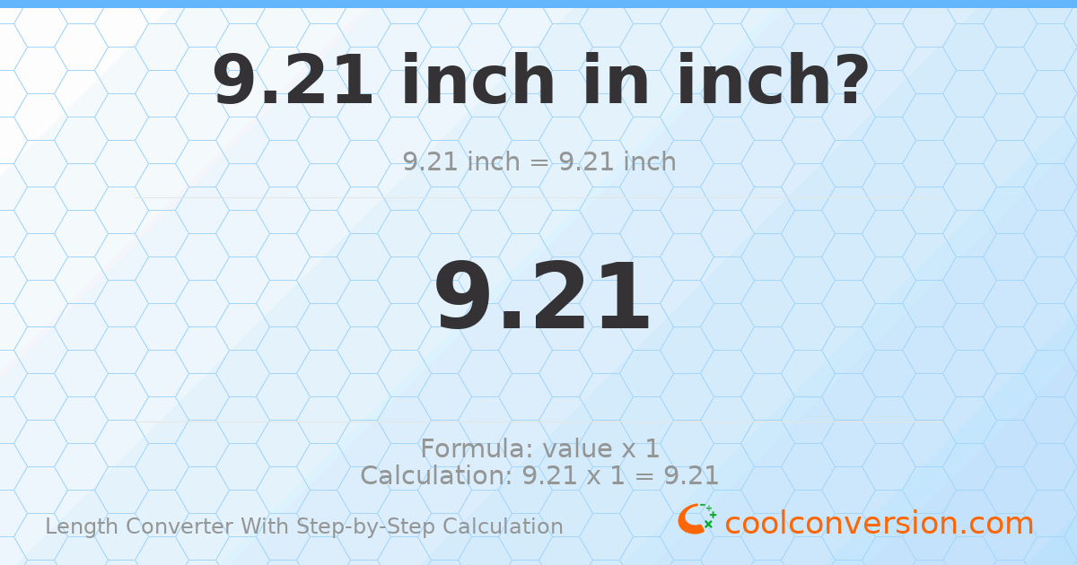 9.21 inches = 9.21 inches
