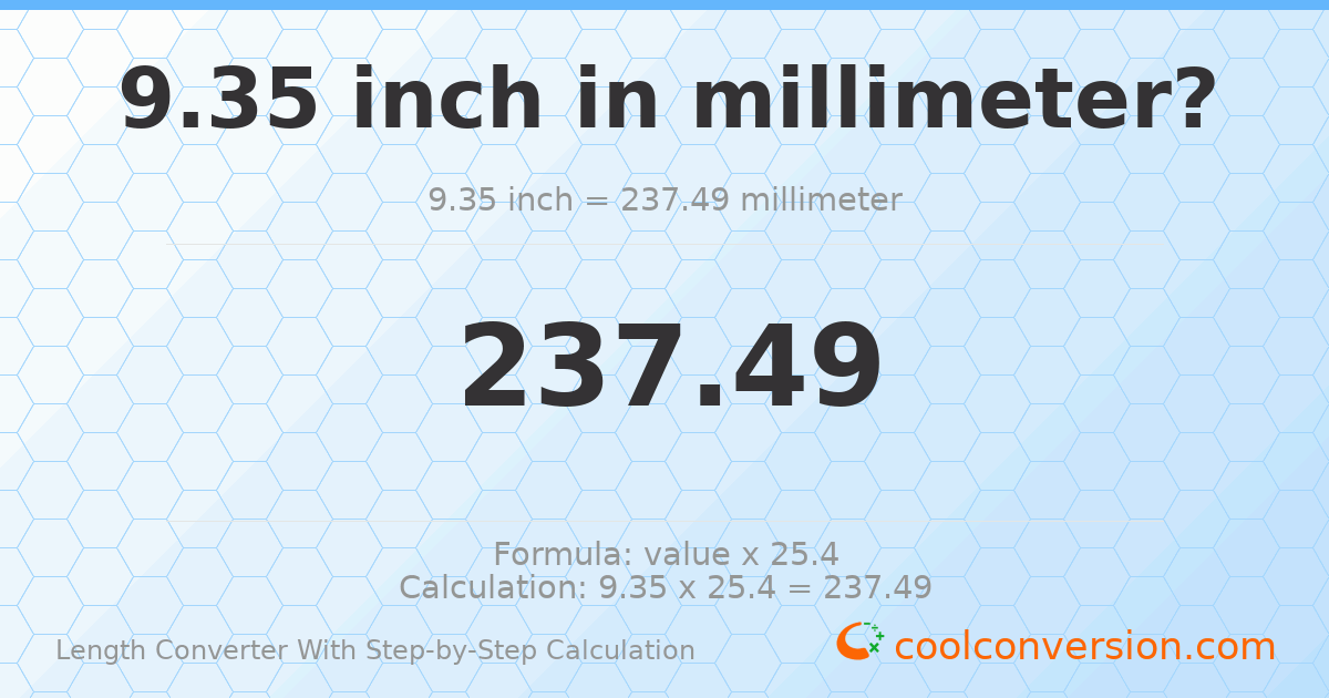 9.35 inches = 237.49 millimeters