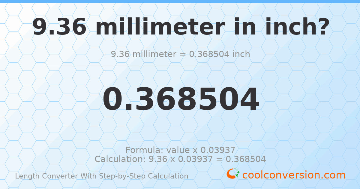 9.36 millimeters = 0.368504 inches