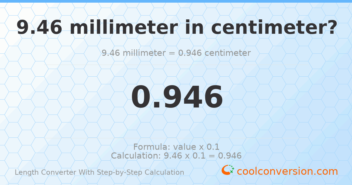 9.46 millimeters = 0.946 centimeters