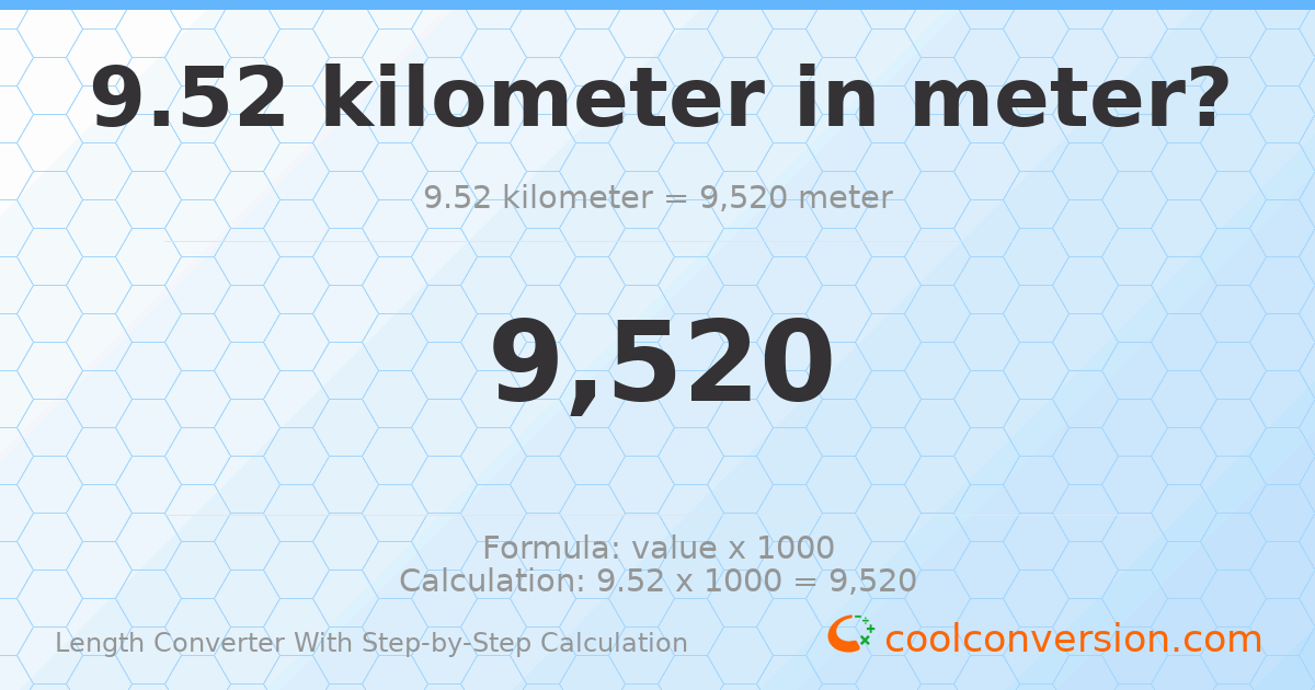 9.52 kilometers = 9520 meters