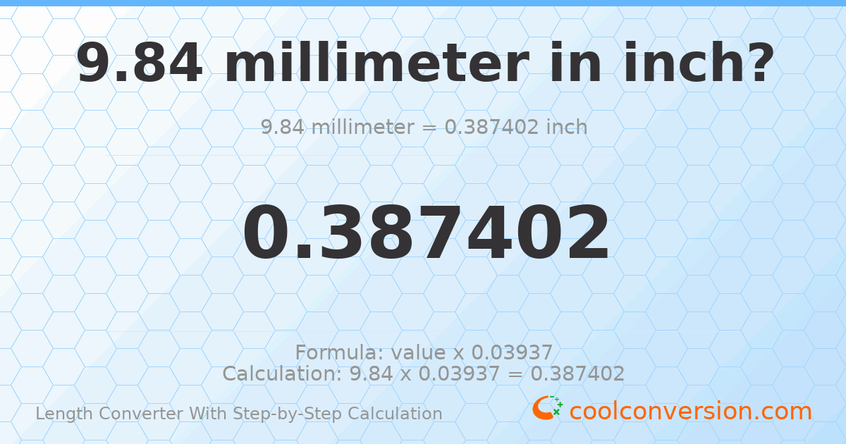 9.84 millimeters = 0.387402 inches