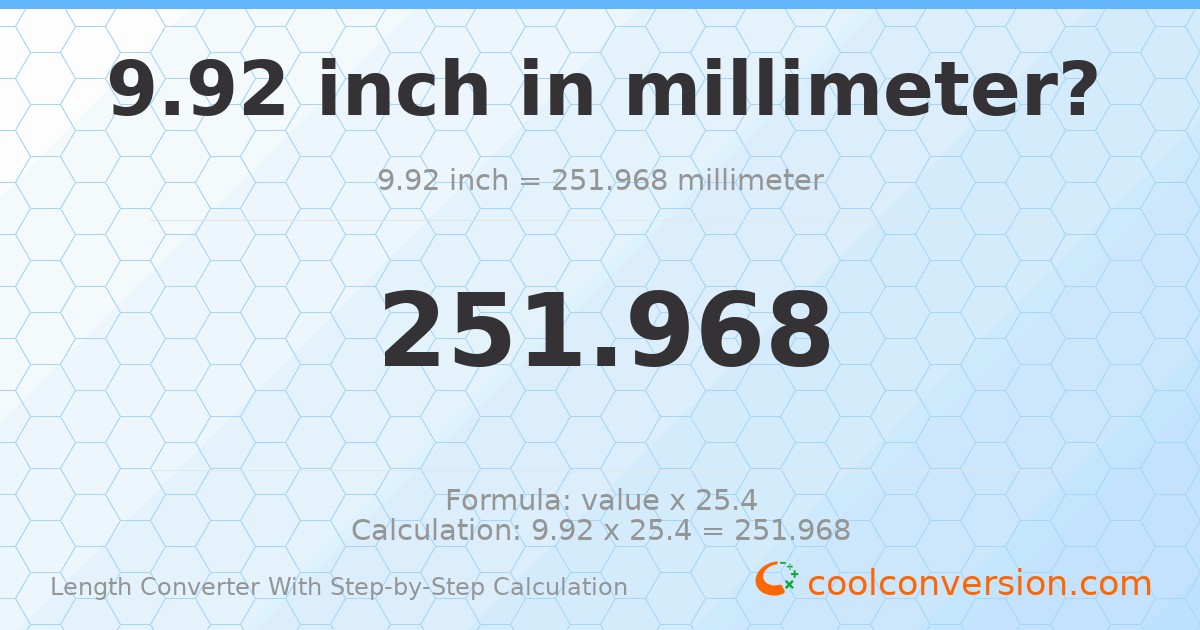 9.92 inches = 251.968 millimeters