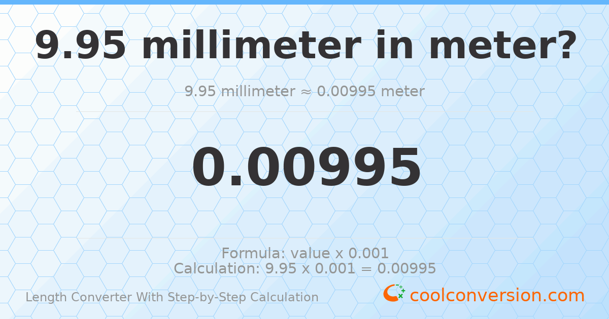 9.95 millimeters = 0.00995 meters