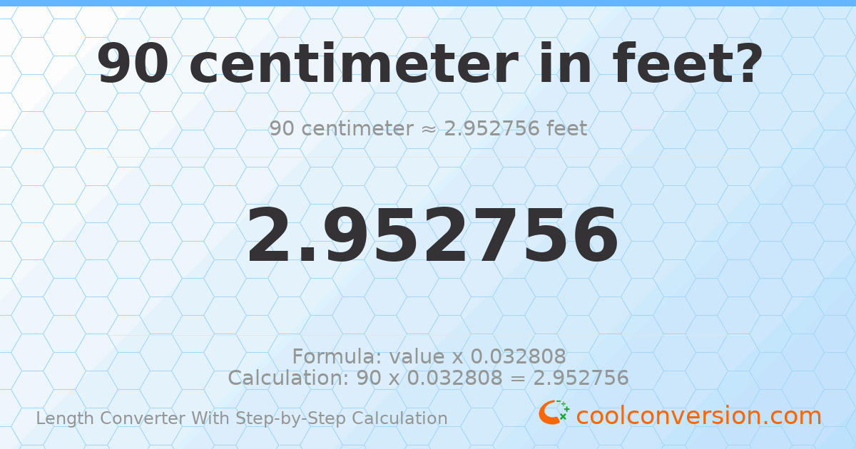 90 centimeters = 2.95276 feet