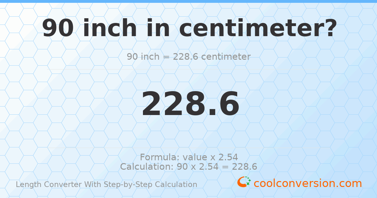 90 inches = 228.6 centimeters