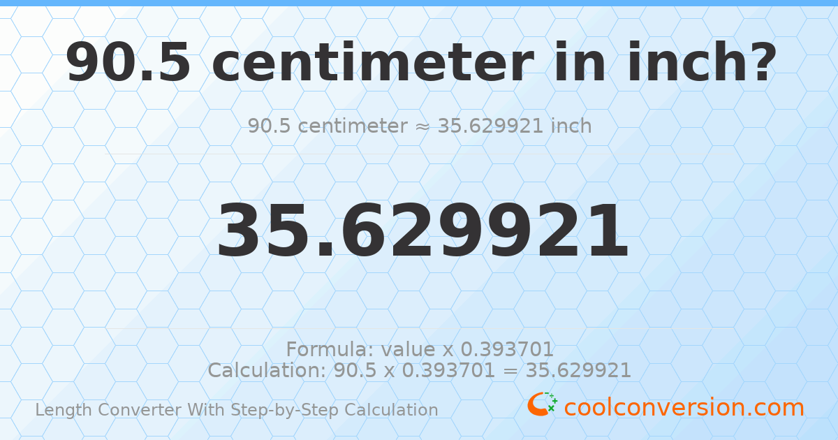 90.5 centimeters = 35.6299 inches