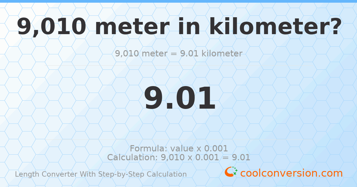 9010 meters = 9.01 kilometers