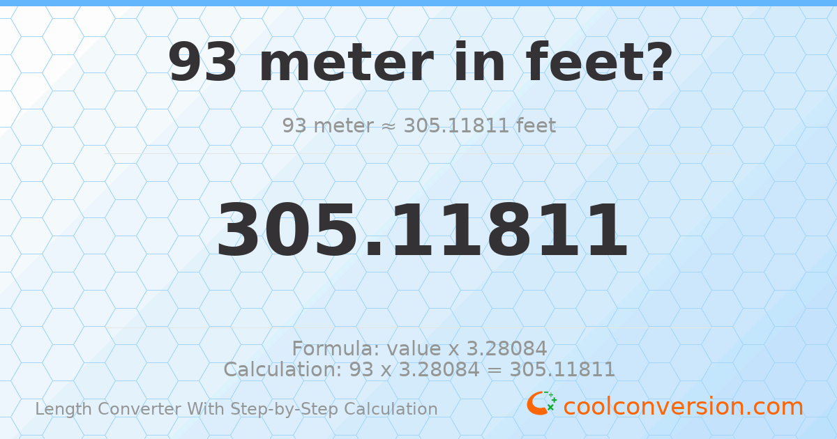 93 meters = 305.118 feet