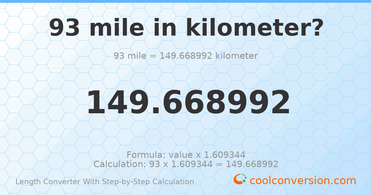 93 miles = 149.669 kilometers