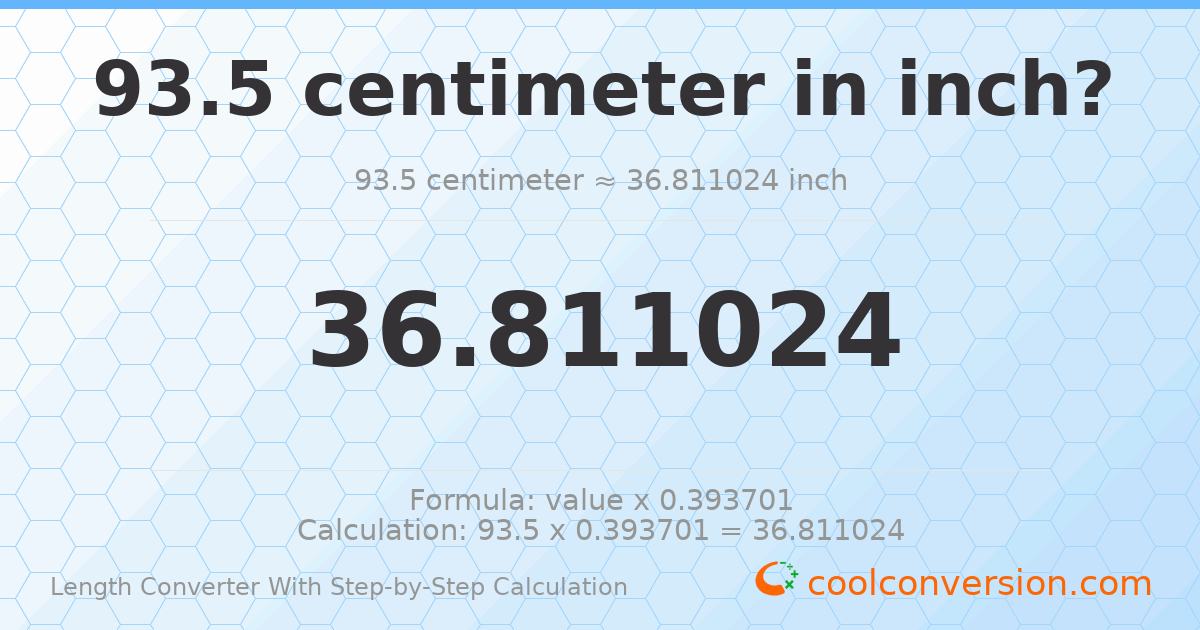 93.5 centimeters = 36.811 inches